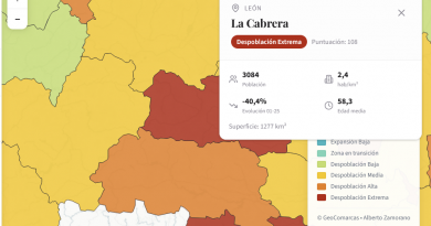 Un mapa interactivo establece la comarca de Cabreira como epicentro de la despoblación en España Un mapa interactivo establece la comarca de Cabreira como epicentro de la despoblación en España
